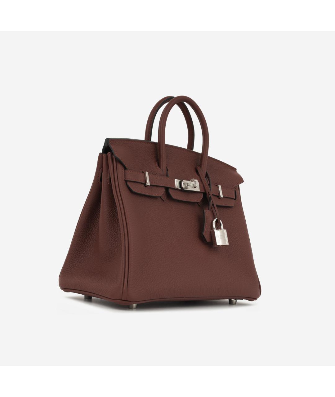 HERMES Бордовая кожаная сумка с короткими ручками, фото 4