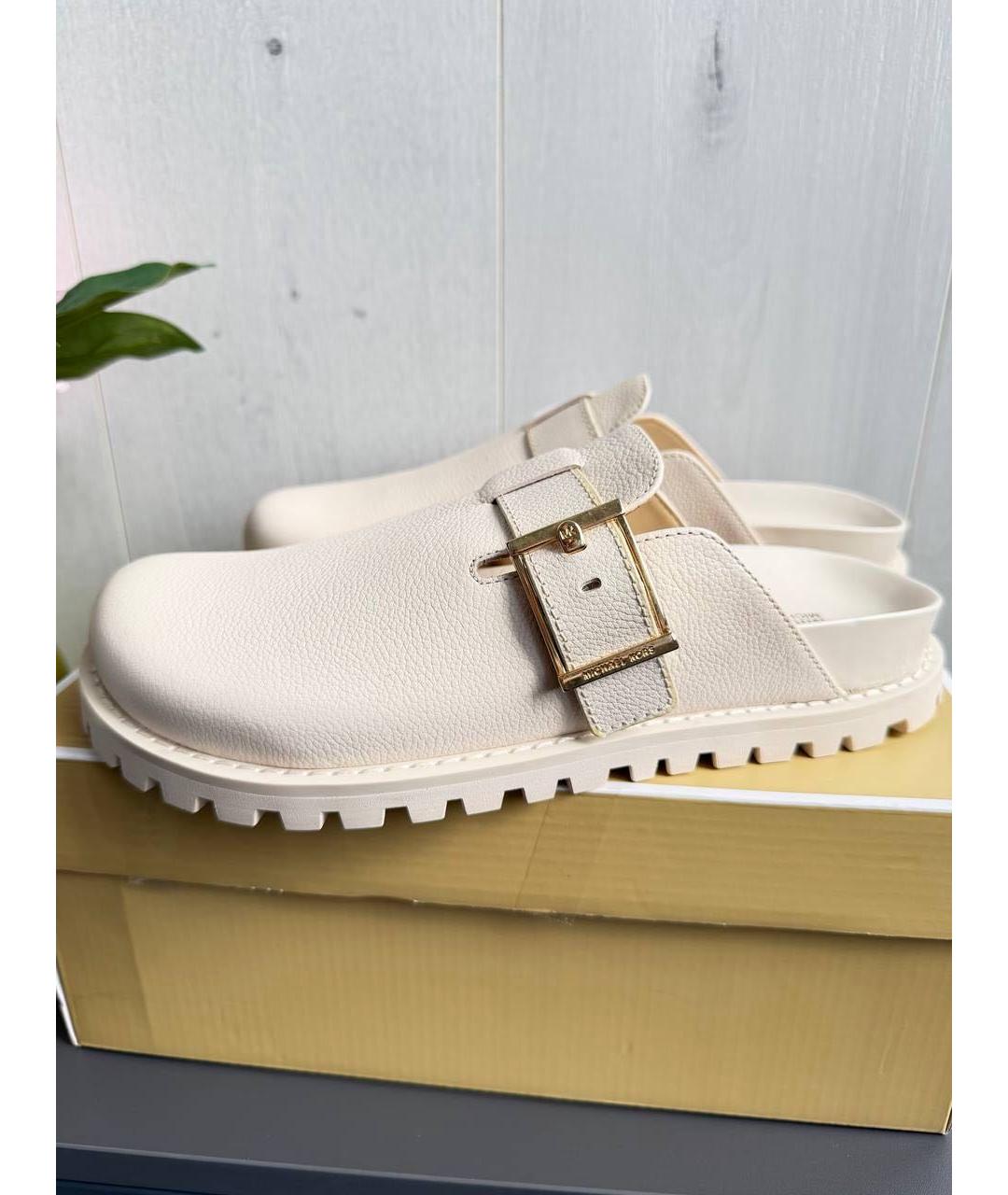 MICHAEL KORS Бежевые кожаные мюли, фото 5