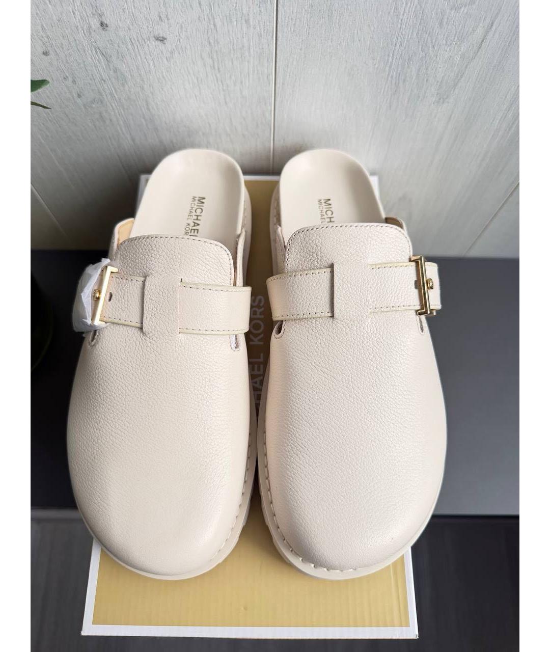MICHAEL KORS Бежевые кожаные мюли, фото 2
