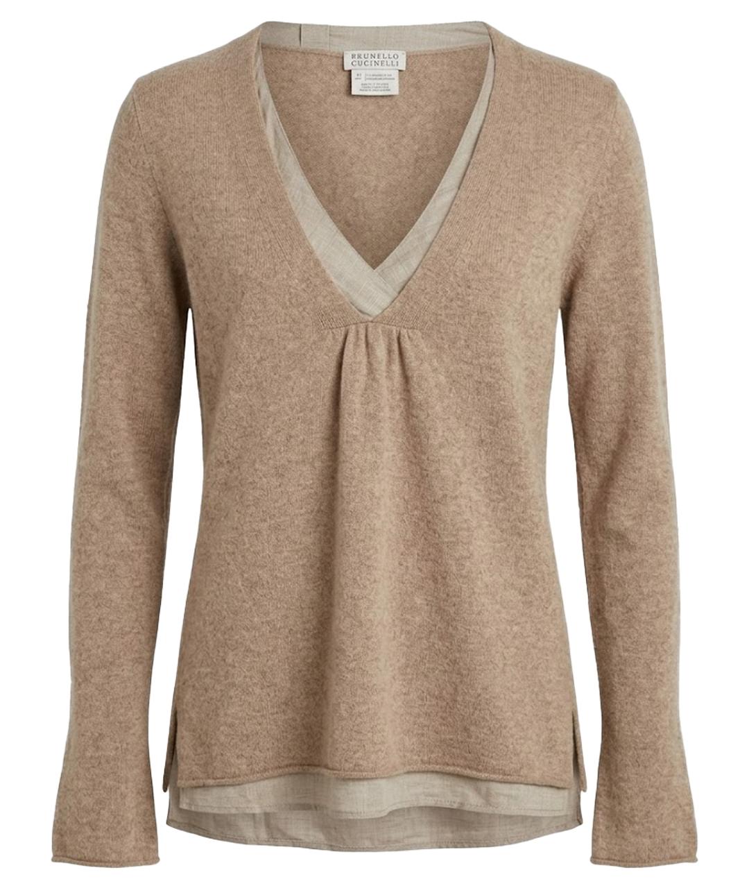 BRUNELLO CUCINELLI Бежевый кашемировый джемпер / свитер, фото 1