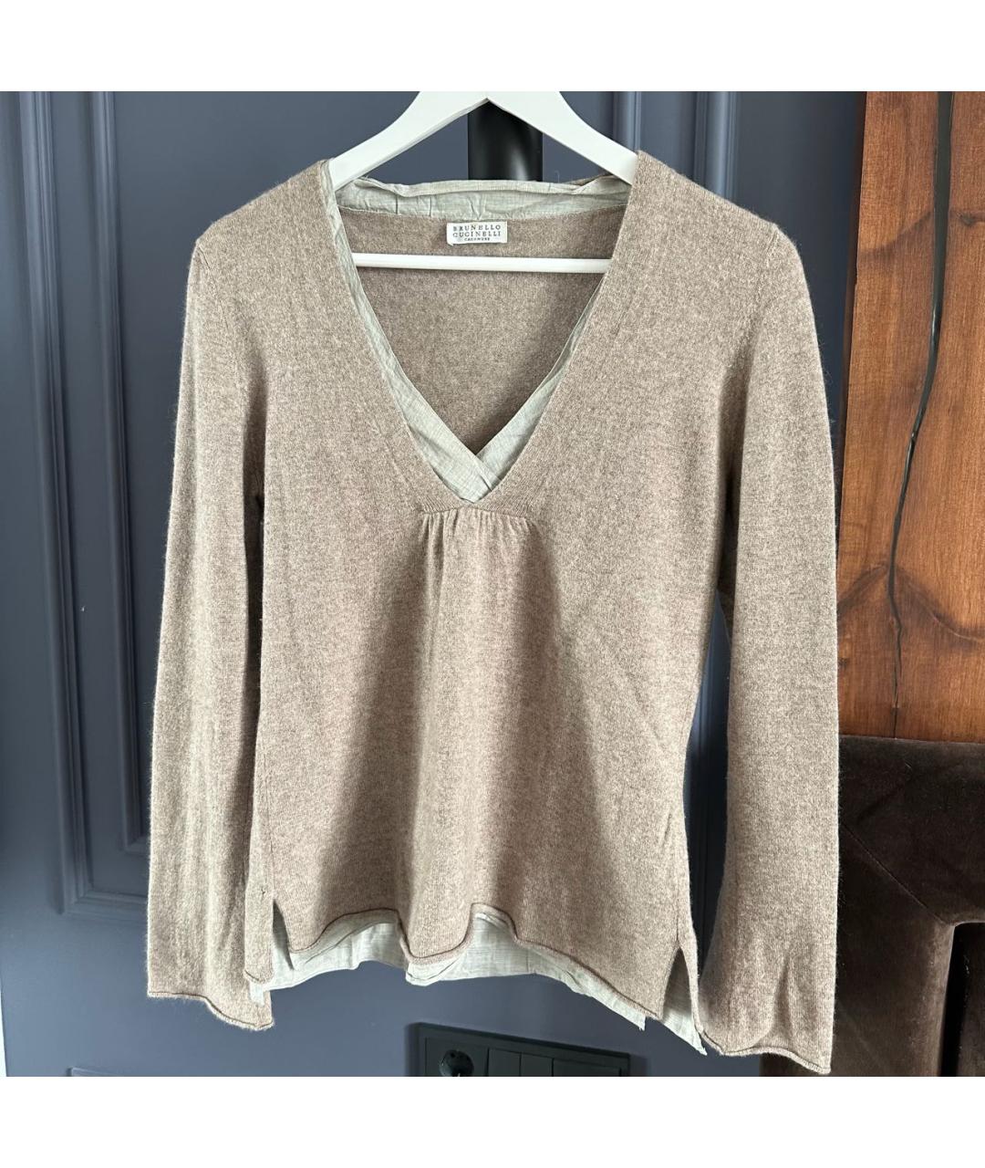 BRUNELLO CUCINELLI Бежевый кашемировый джемпер / свитер, фото 6
