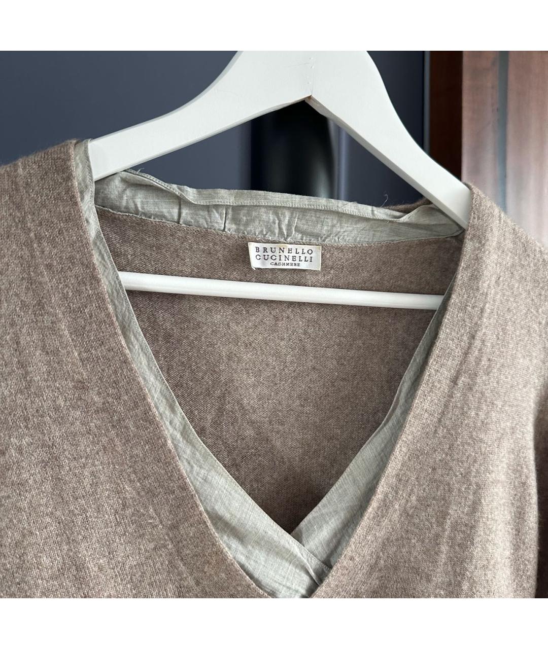 BRUNELLO CUCINELLI Бежевый кашемировый джемпер / свитер, фото 3