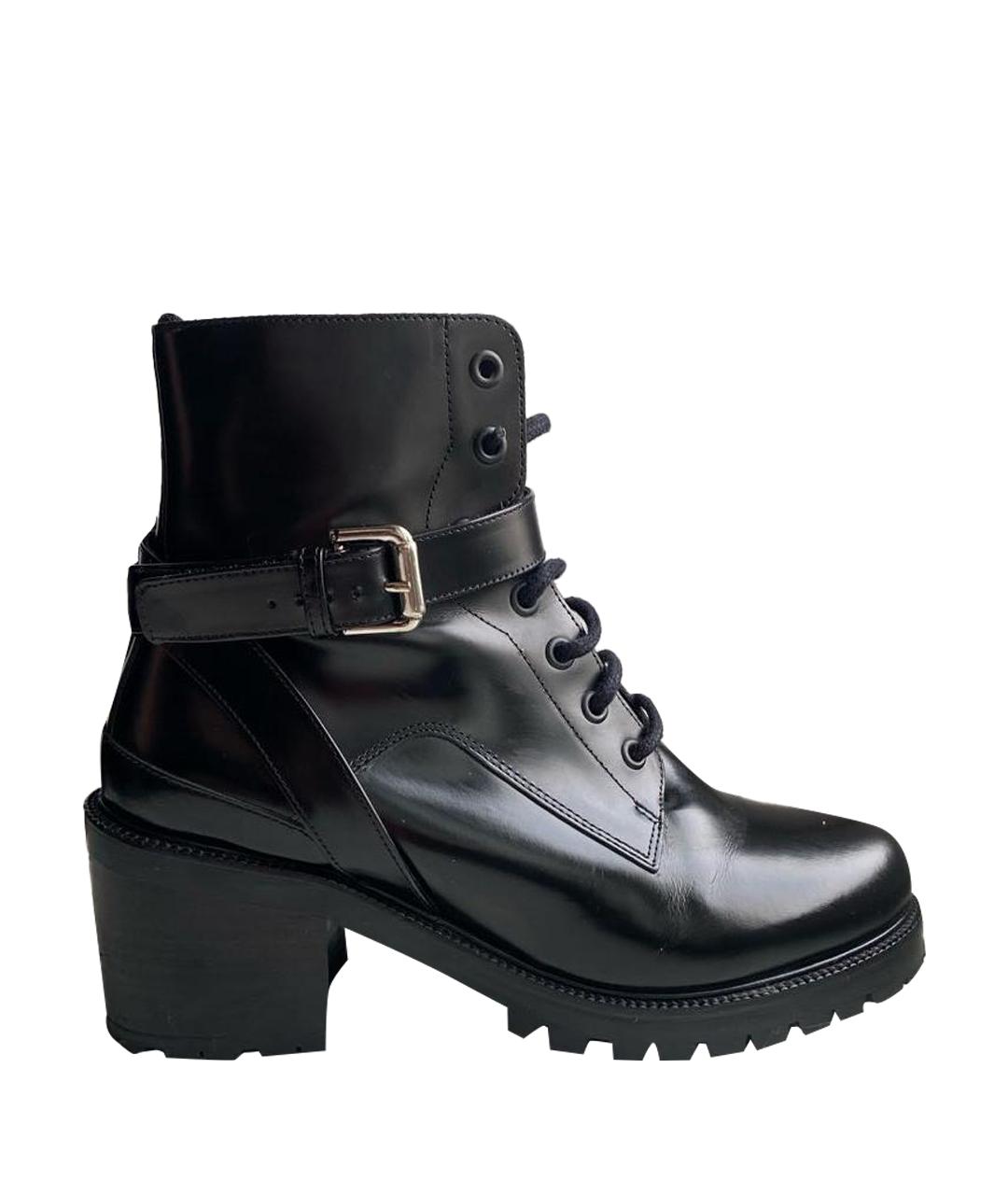 MAJE Черные кожаные ботинки, фото 1