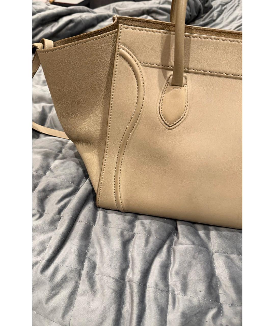 CELINE Бежевая кожаная сумка тоут, фото 5