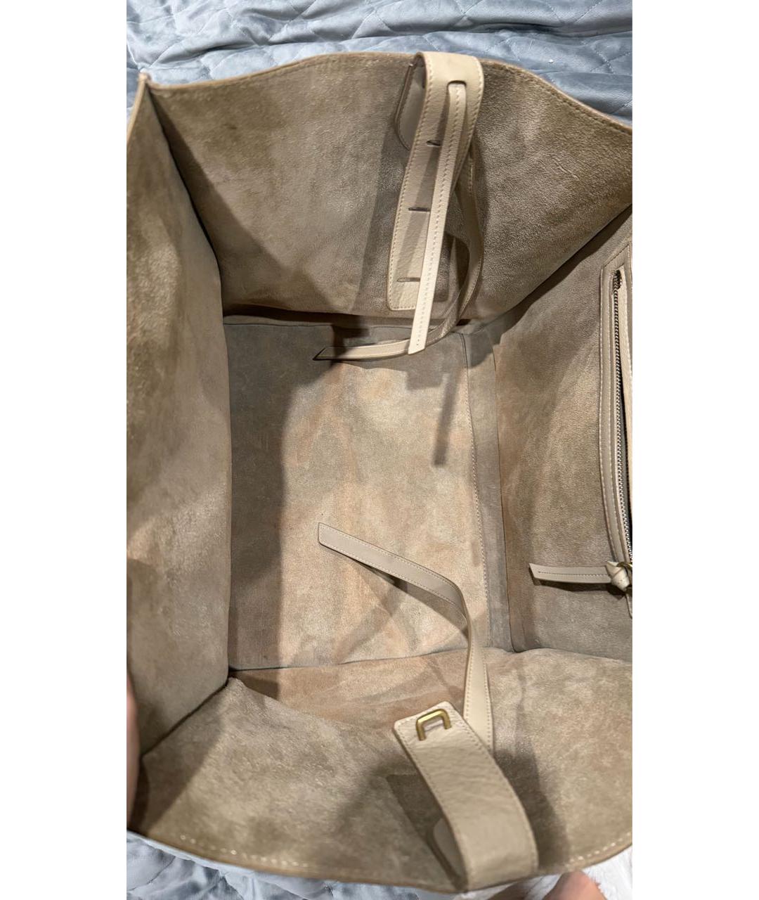 CELINE Бежевая кожаная сумка тоут, фото 8