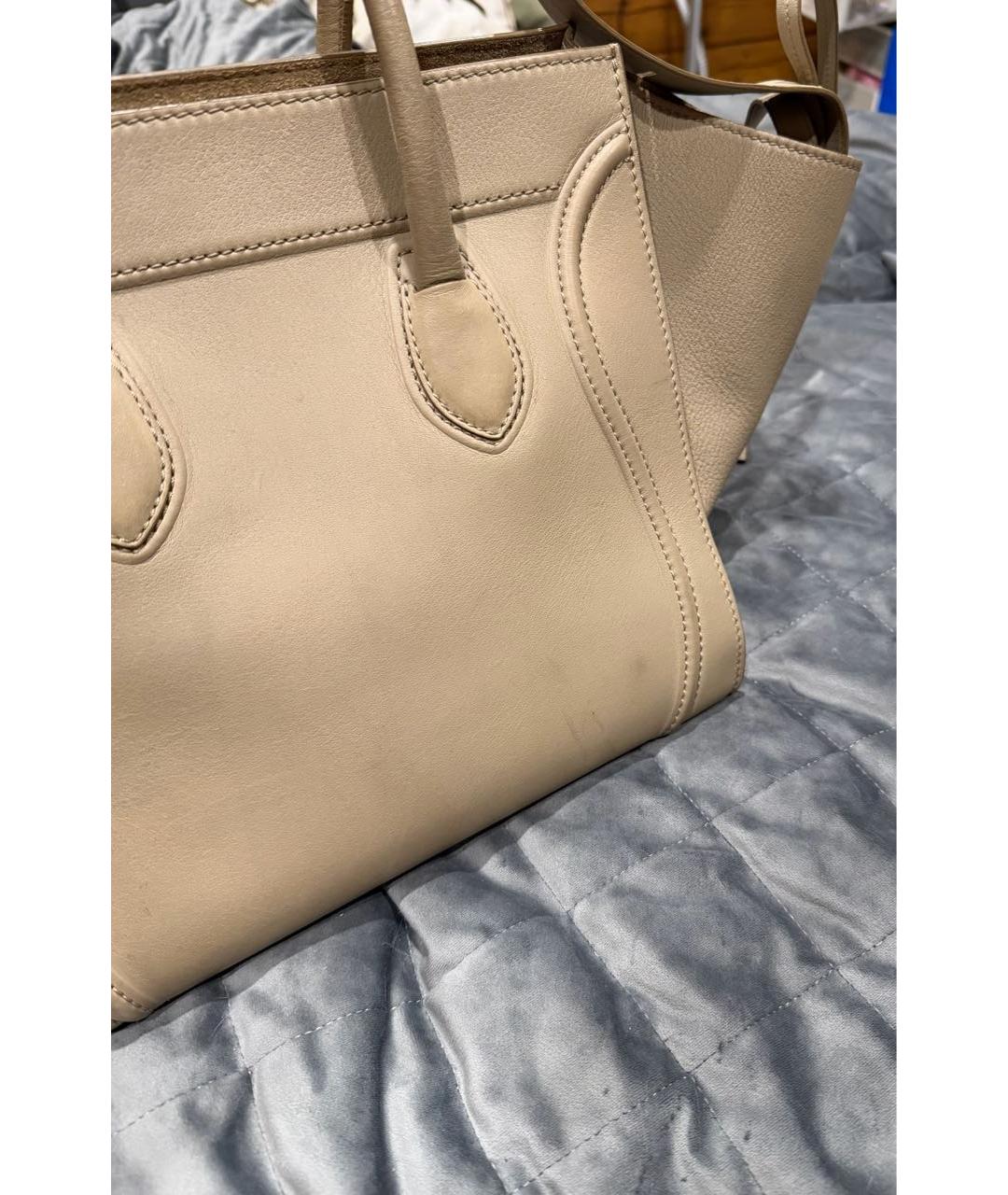 CELINE Бежевая кожаная сумка тоут, фото 6