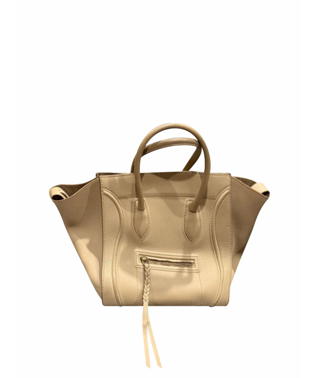 CELINE Бежевая кожаная сумка тоут, фото 1