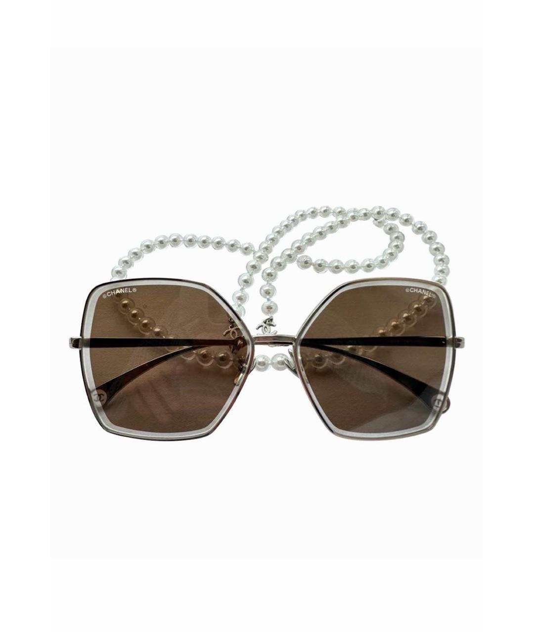 CHANEL Серебряные металлические солнцезащитные очки, фото 5
