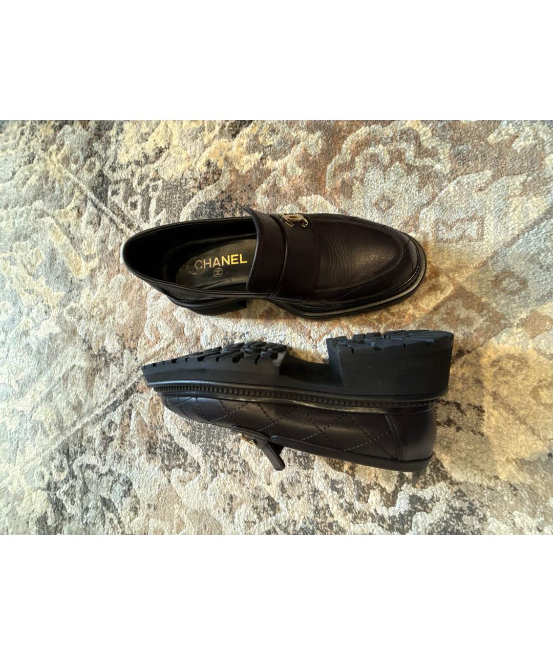 CHANEL Черные кожаные лоферы, фото 8