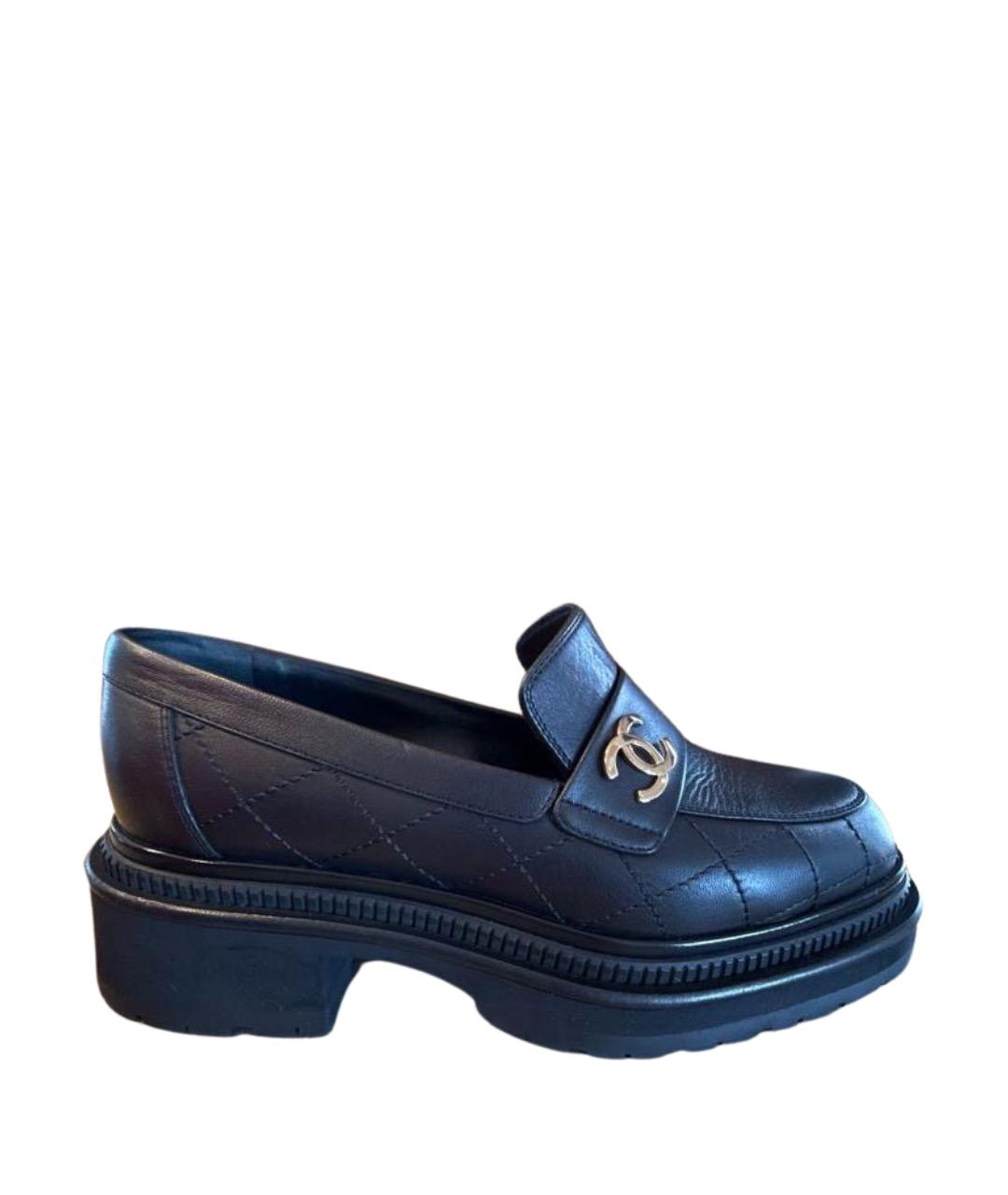 CHANEL Черные кожаные лоферы, фото 1