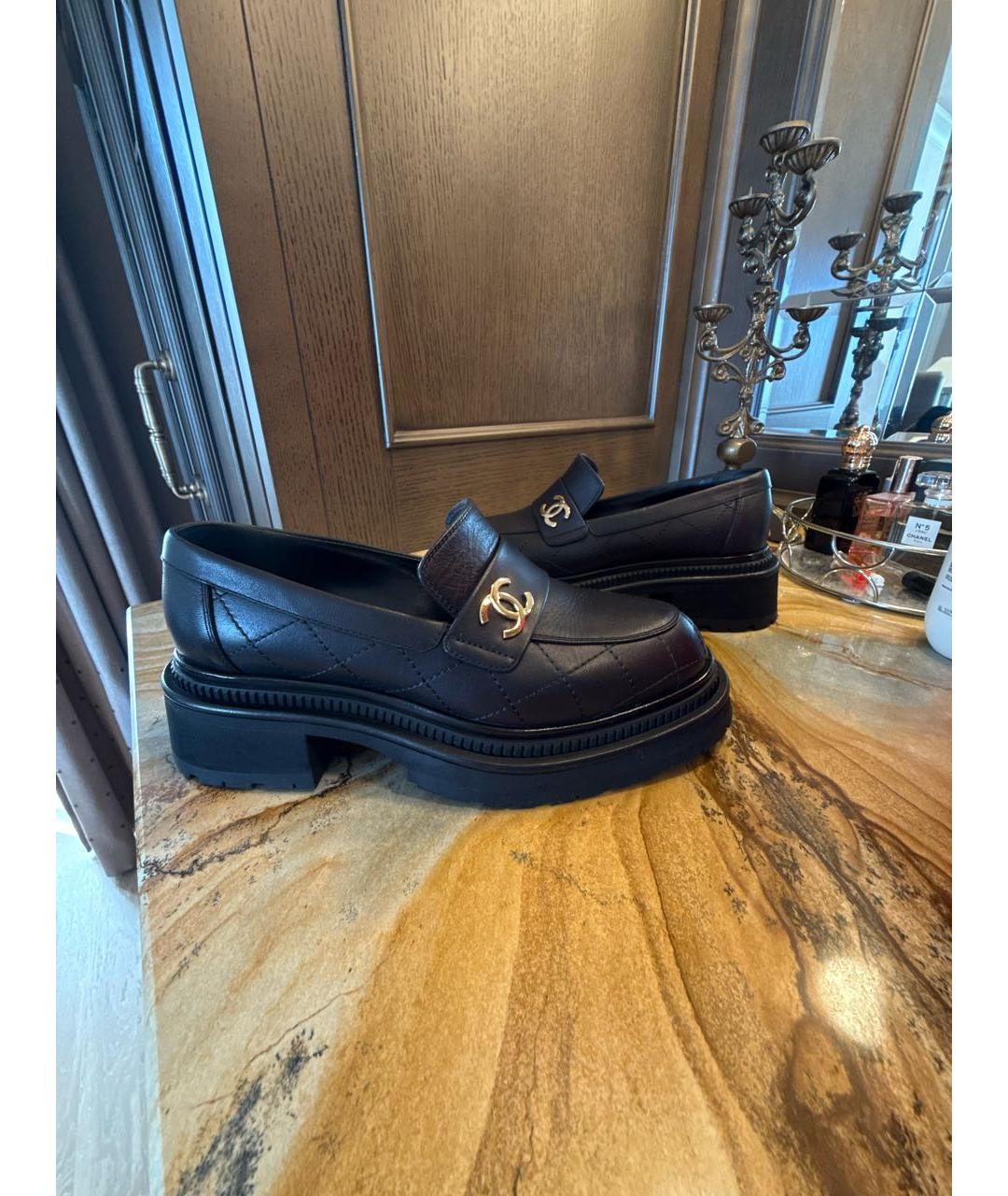 CHANEL Черные кожаные лоферы, фото 3