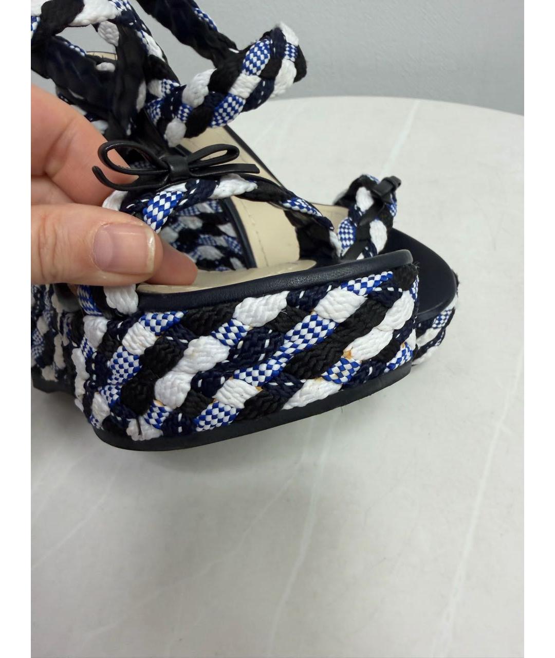 CHRISTIAN DIOR Мульти текстильные босоножки, фото 7