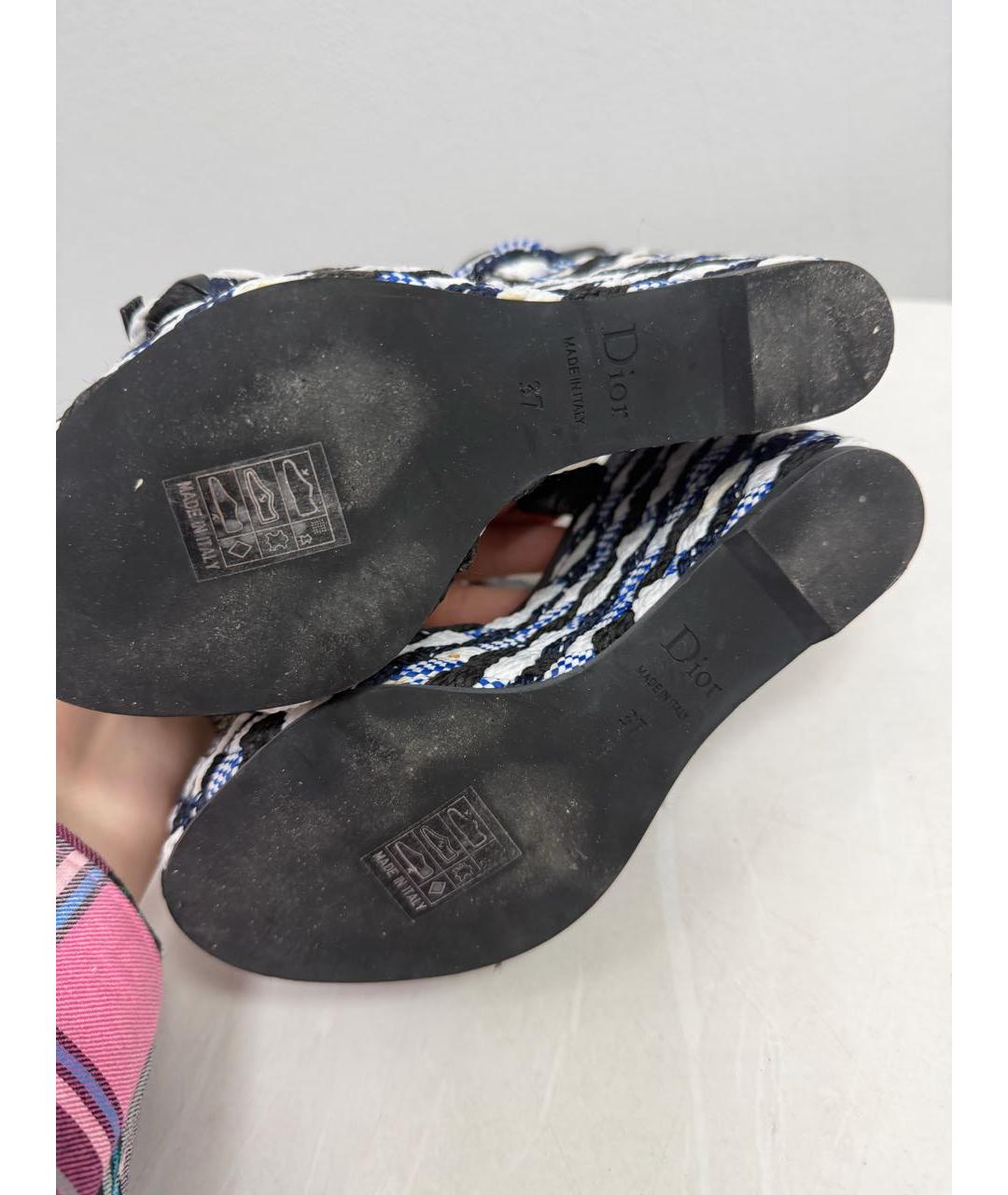 CHRISTIAN DIOR Мульти текстильные босоножки, фото 5