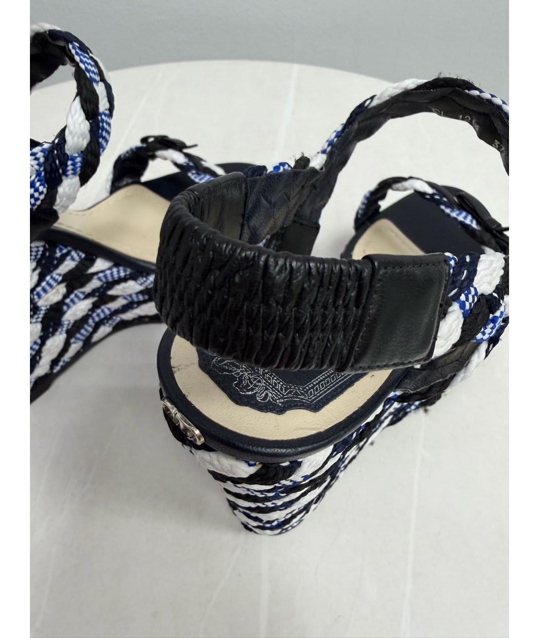 CHRISTIAN DIOR Мульти текстильные босоножки, фото 6