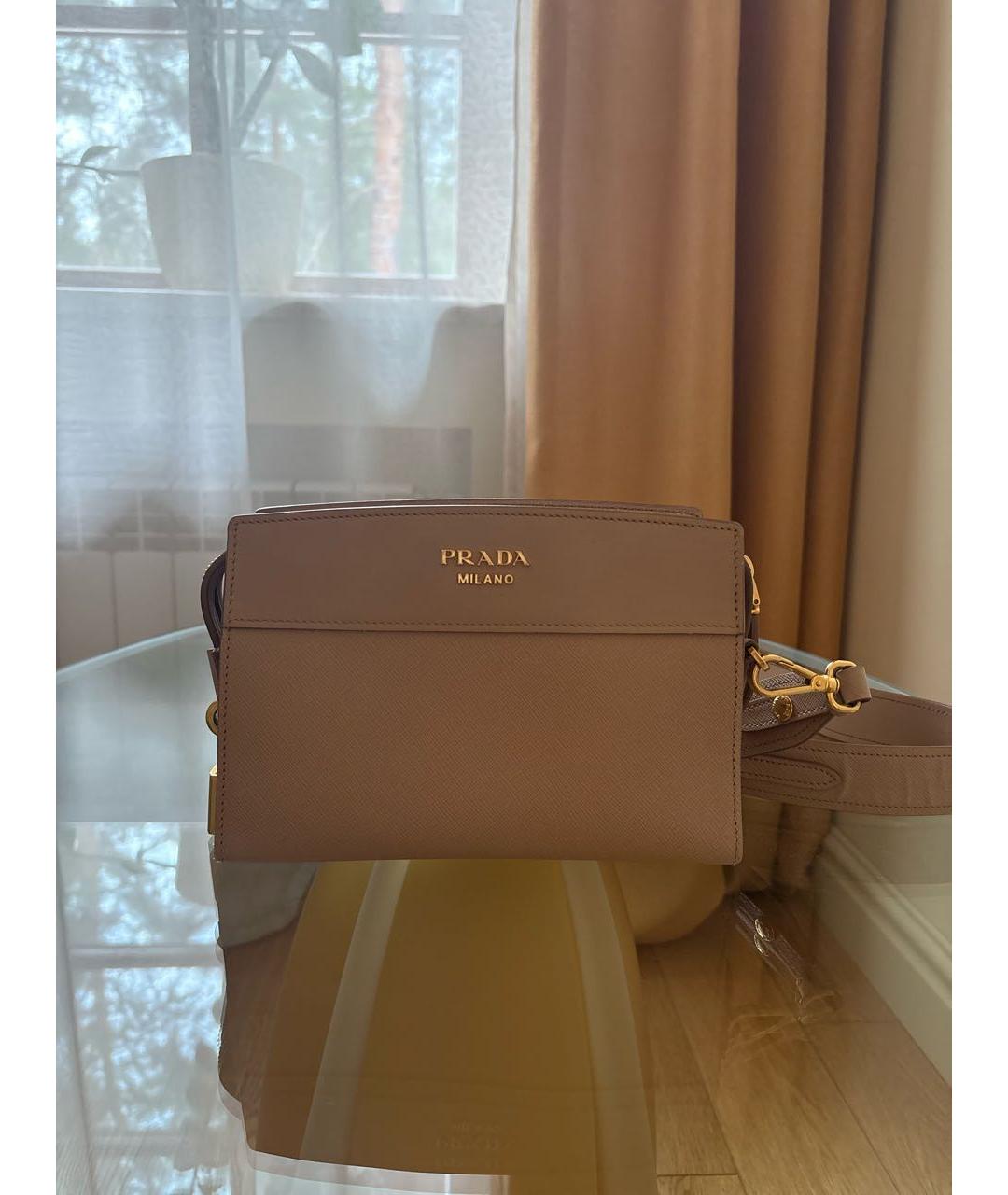 PRADA Бежевая кожаная сумка через плечо, фото 6