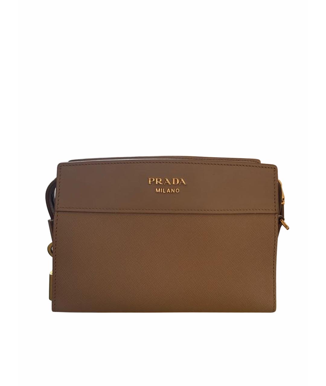 PRADA Бежевая кожаная сумка через плечо, фото 1