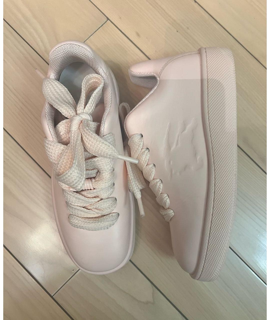 BURBERRY Розовые кожаные кроссовки, фото 2