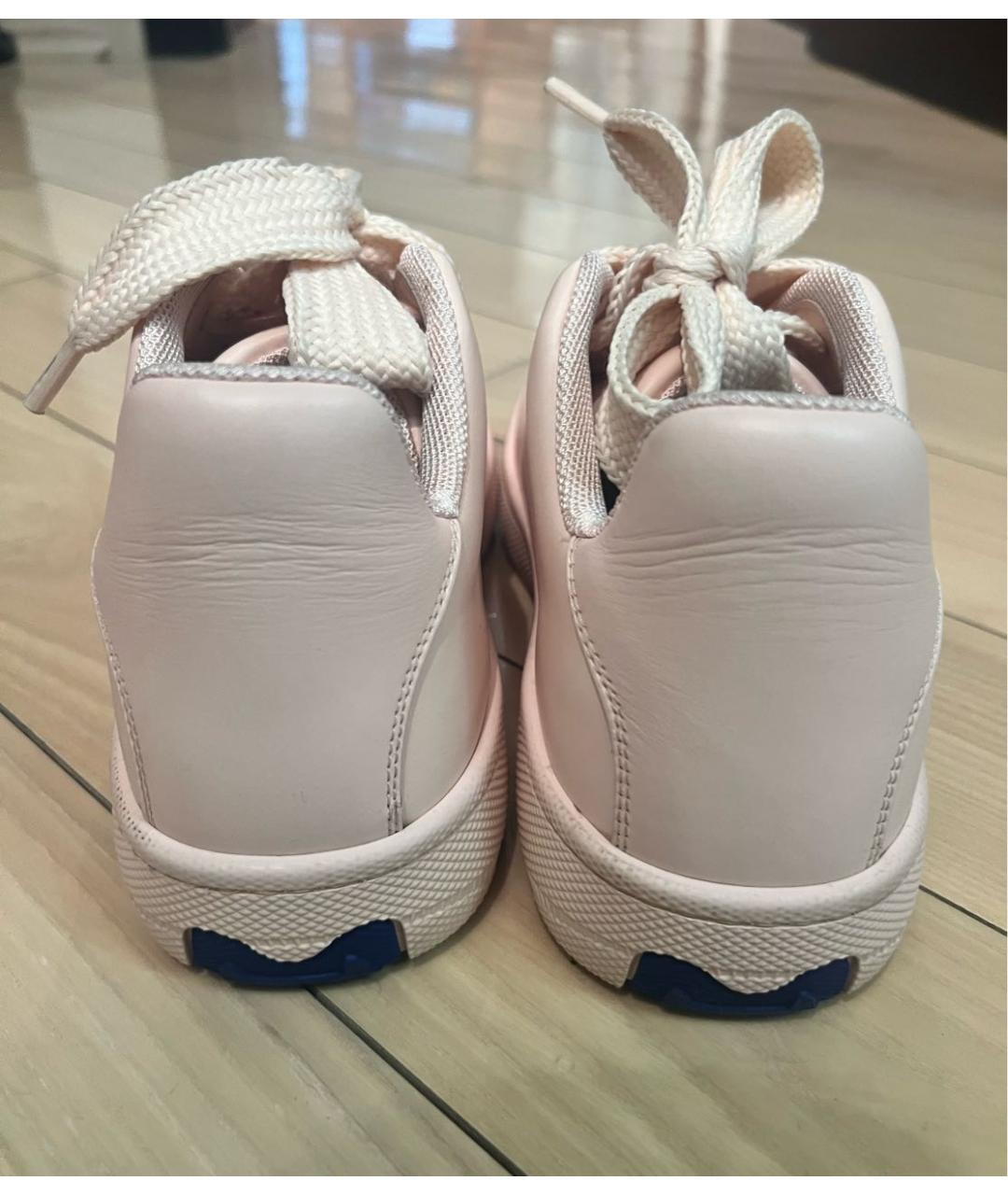 BURBERRY Розовые кожаные кроссовки, фото 3