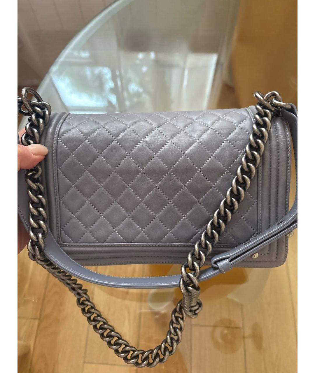 CHANEL Голубая кожаная сумка через плечо, фото 5