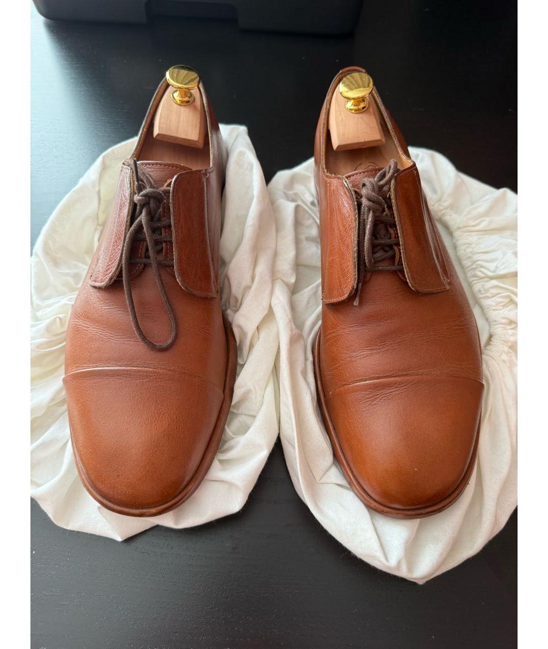 MAISON MARGIELA Коричневые кожаные низкие ботинки, фото 2