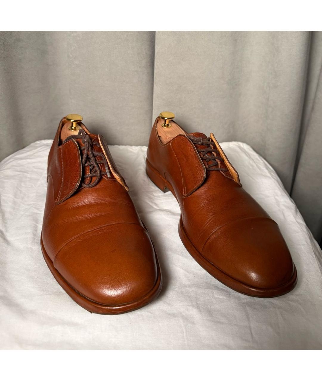 MAISON MARGIELA Коричневые кожаные низкие ботинки, фото 5