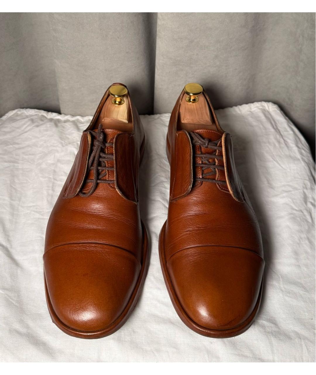 MAISON MARGIELA Коричневые кожаные низкие ботинки, фото 6