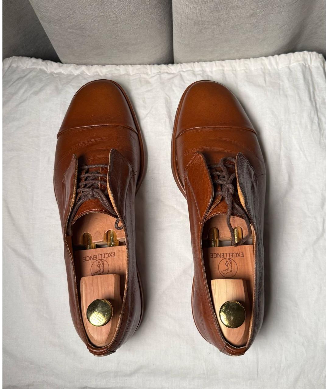 MAISON MARGIELA Коричневые кожаные низкие ботинки, фото 3