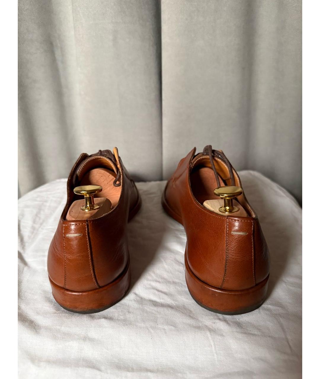 MAISON MARGIELA Коричневые кожаные низкие ботинки, фото 4