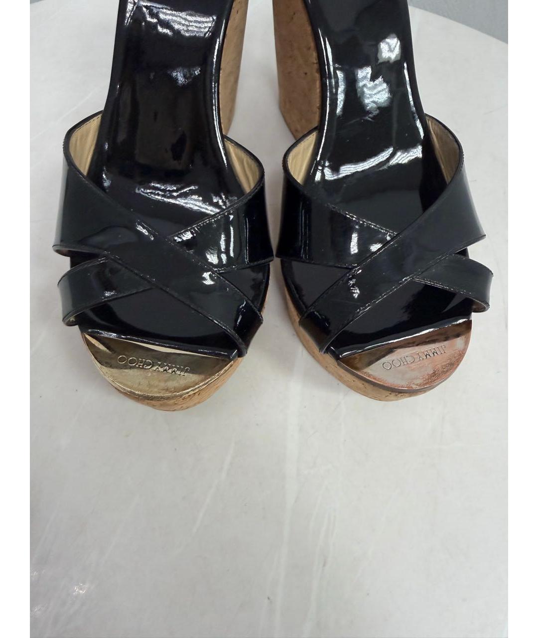 JIMMY CHOO Черные сабо из лакированной кожи, фото 6