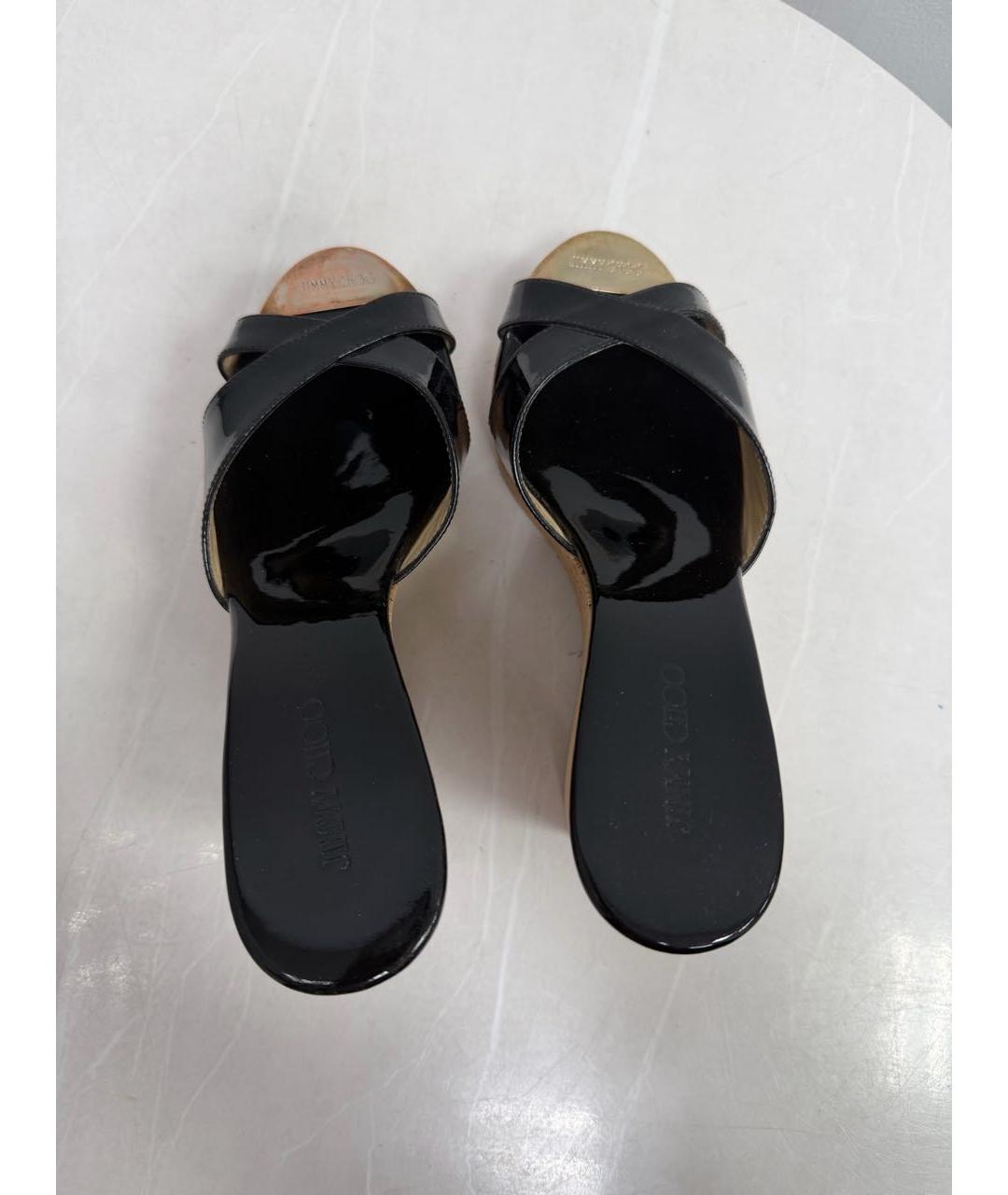 JIMMY CHOO Черные сабо из лакированной кожи, фото 3