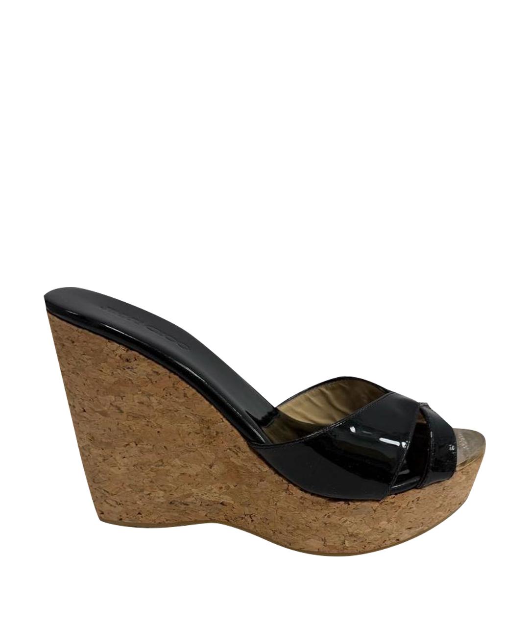 JIMMY CHOO Черные сабо из лакированной кожи, фото 1