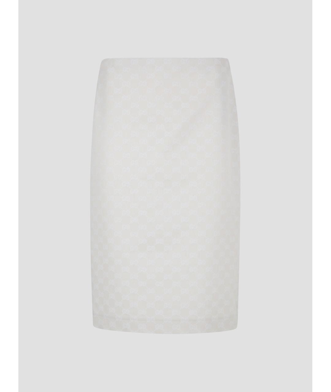 GUCCI Белая полиэстеровая юбка миди, фото 4