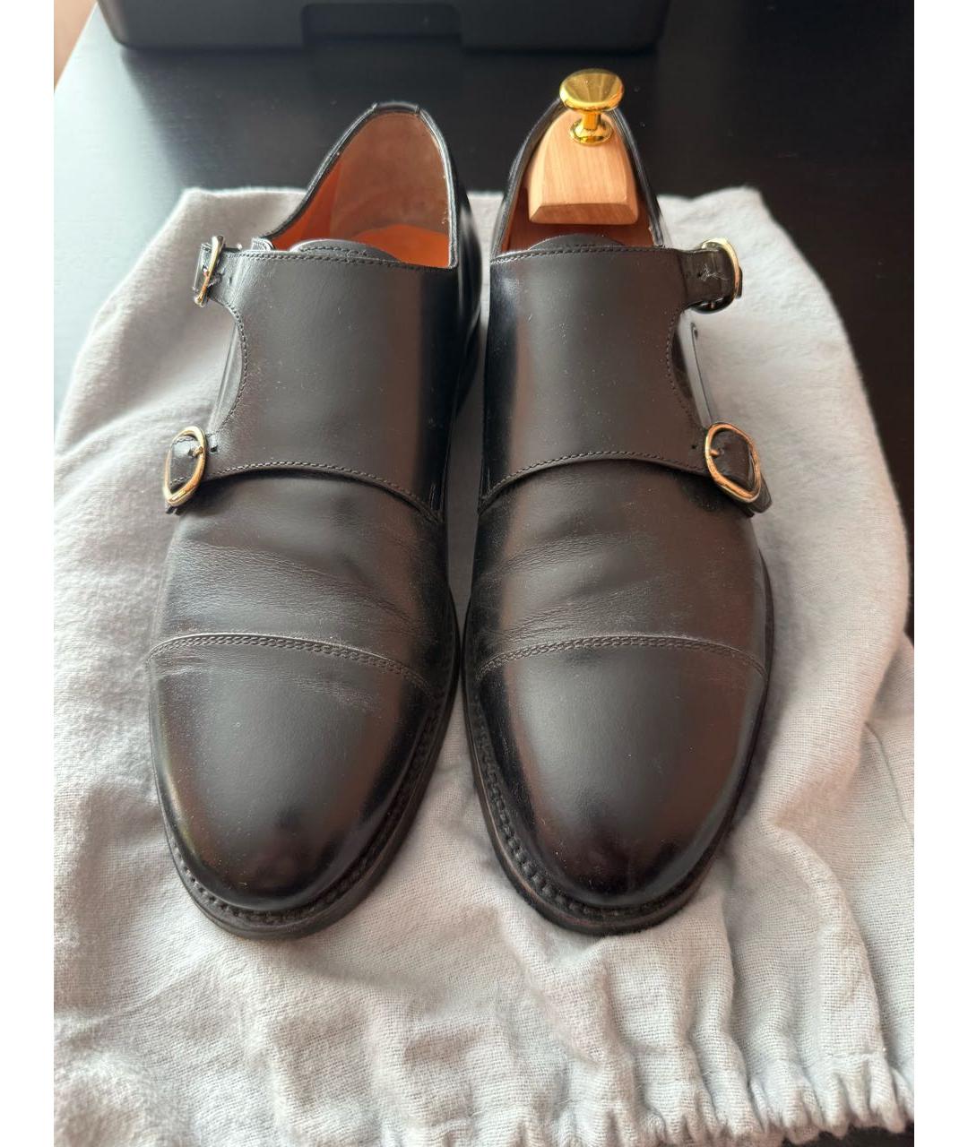 SANTONI Черные кожаные низкие ботинки, фото 2