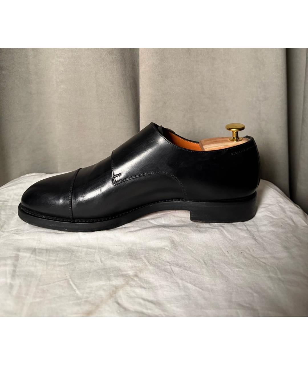 SANTONI Черные кожаные низкие ботинки, фото 7