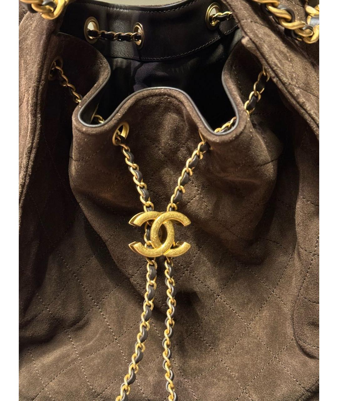 CHANEL Коричневая замшевая сумка через плечо, фото 4