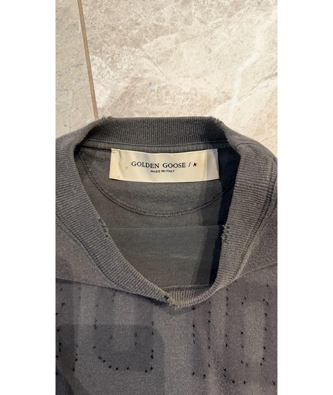 GOLDEN GOOSE DELUXE BRAND Серая хлопковая футболка, фото 3