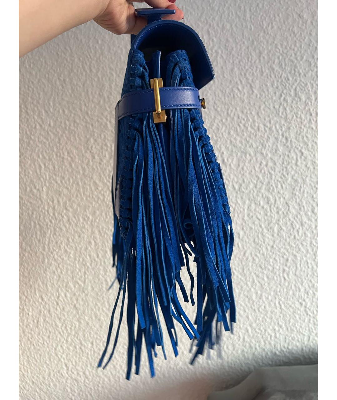 BALMAIN Синяя кожаная сумка с короткими ручками, фото 2