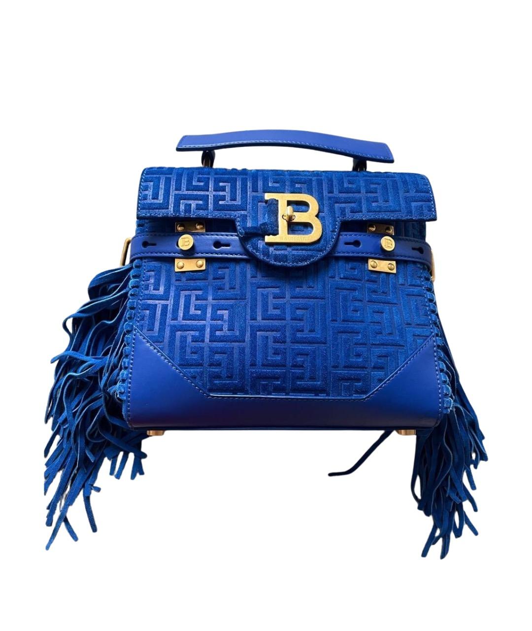 BALMAIN Синяя кожаная сумка с короткими ручками, фото 1