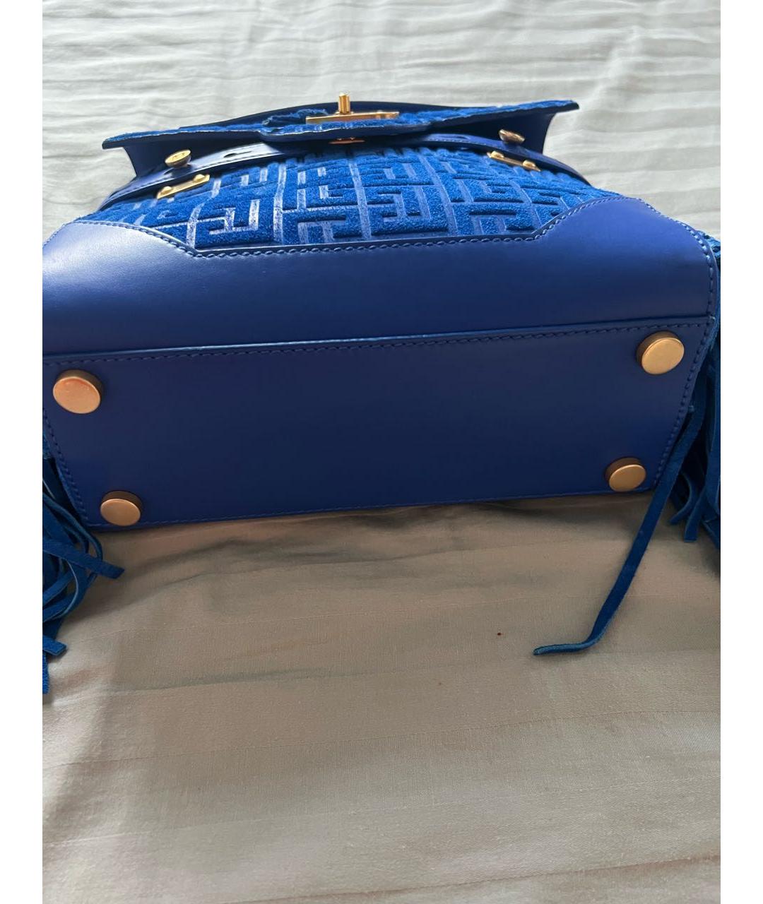 BALMAIN Синяя кожаная сумка с короткими ручками, фото 5