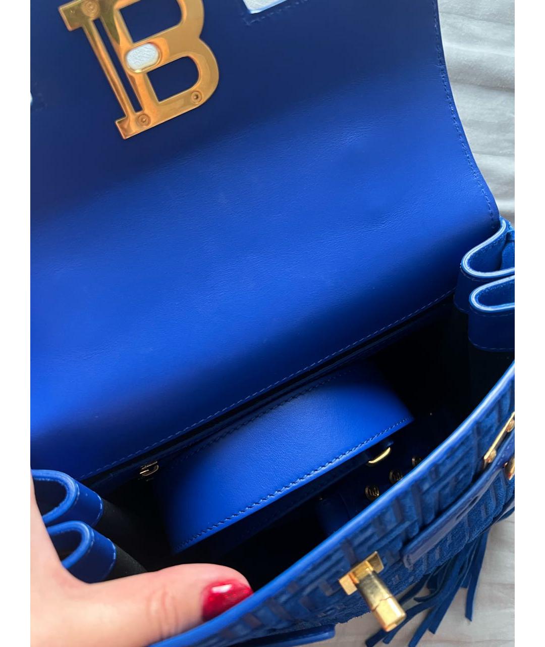 BALMAIN Синяя кожаная сумка с короткими ручками, фото 4
