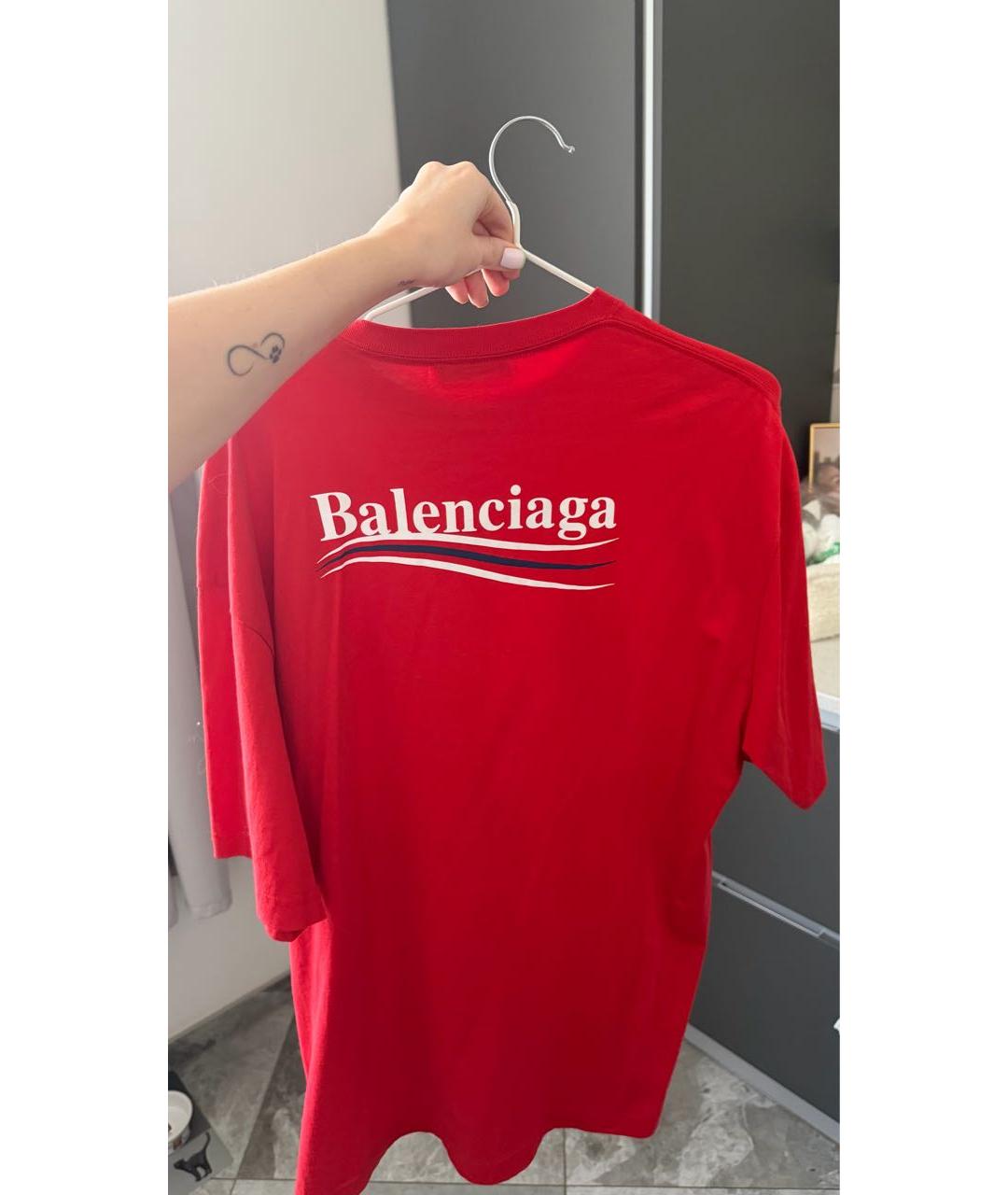 BALENCIAGA Красная хлопковая футболка, фото 2