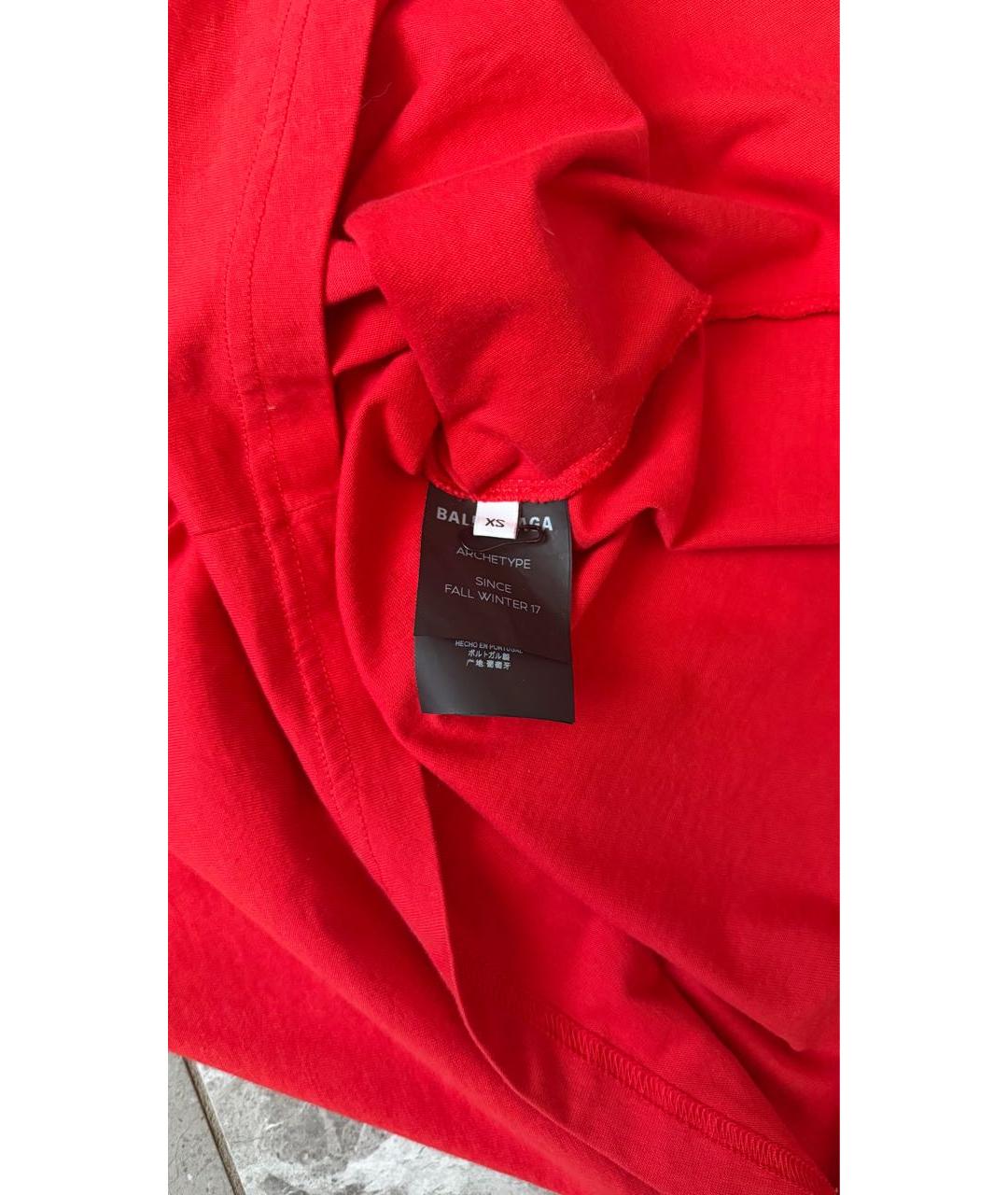 BALENCIAGA Красная хлопковая футболка, фото 4