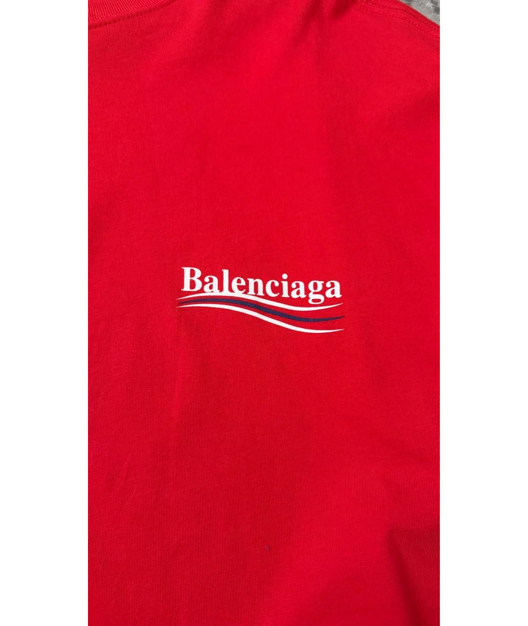 BALENCIAGA Красная хлопковая футболка, фото 3