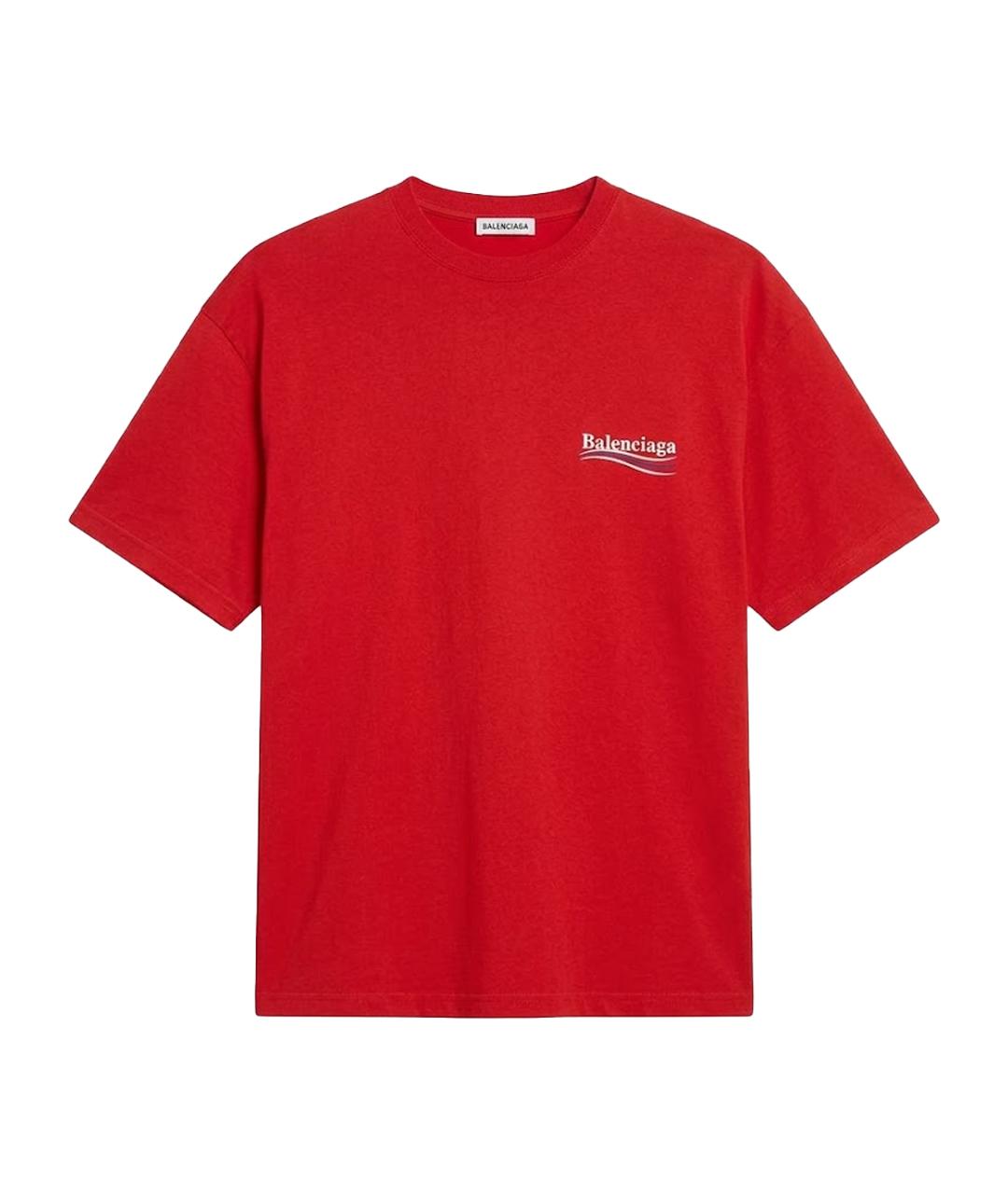 BALENCIAGA Красная хлопковая футболка, фото 1