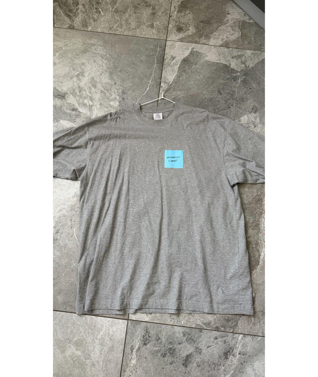 VETEMENTS Серая хлопковая футболка, фото 7