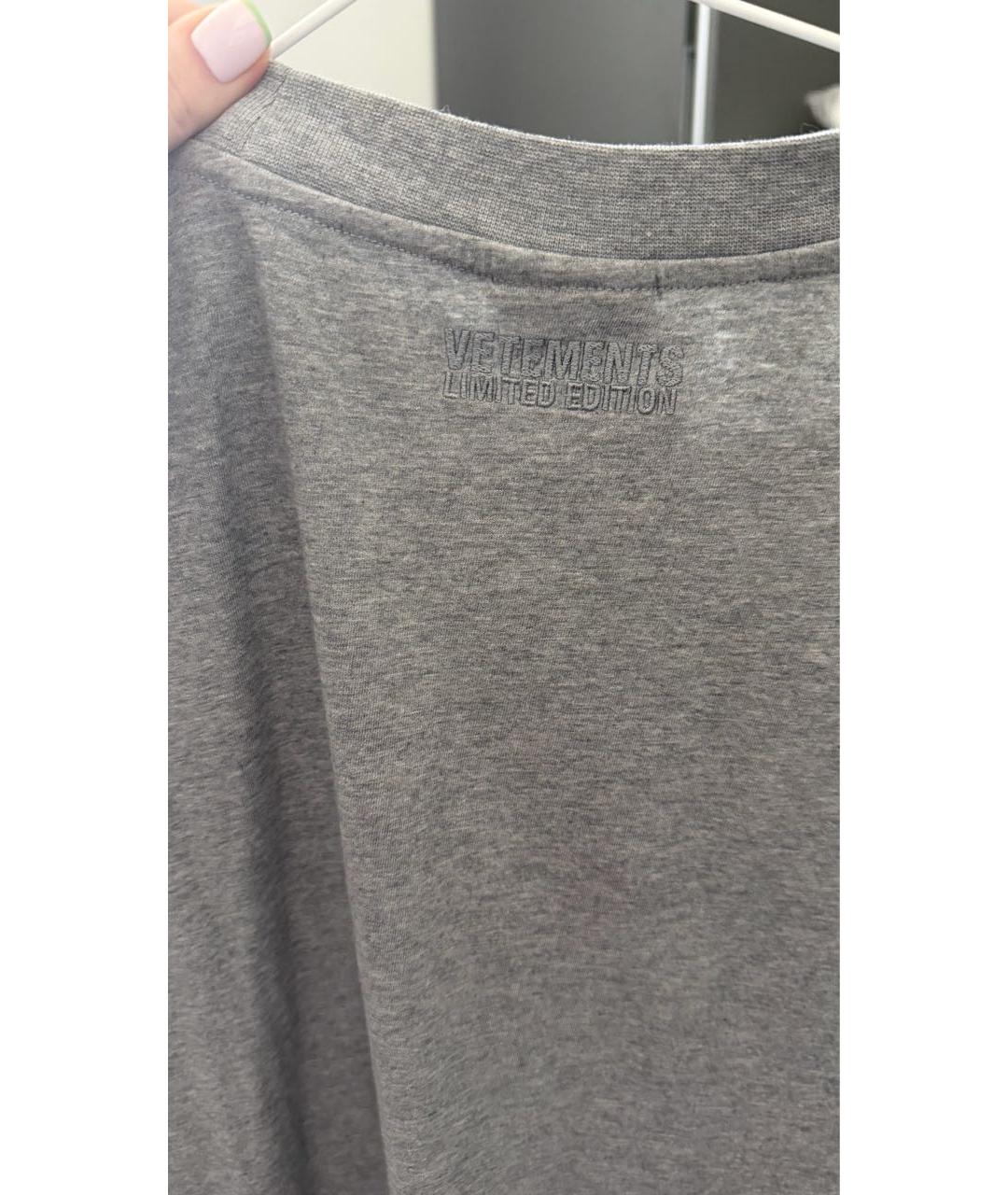 VETEMENTS Серая хлопковая футболка, фото 4
