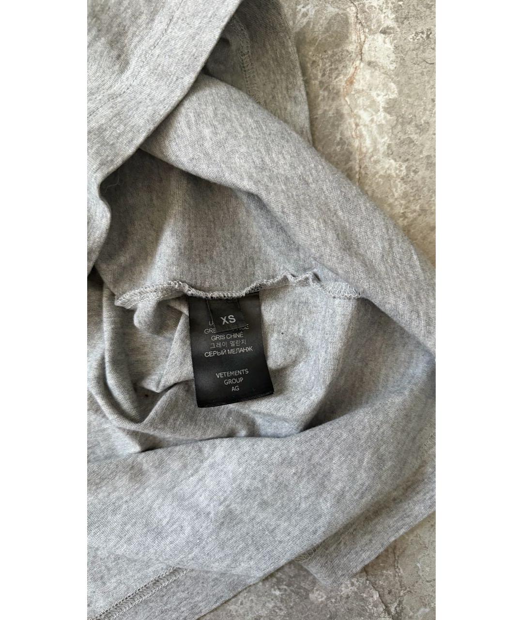 VETEMENTS Серая хлопковая футболка, фото 6