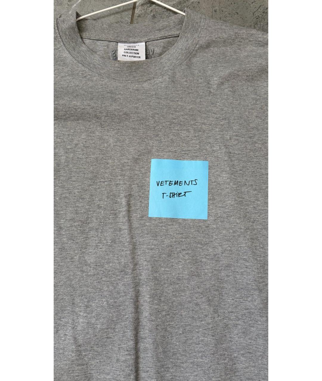 VETEMENTS Серая хлопковая футболка, фото 5