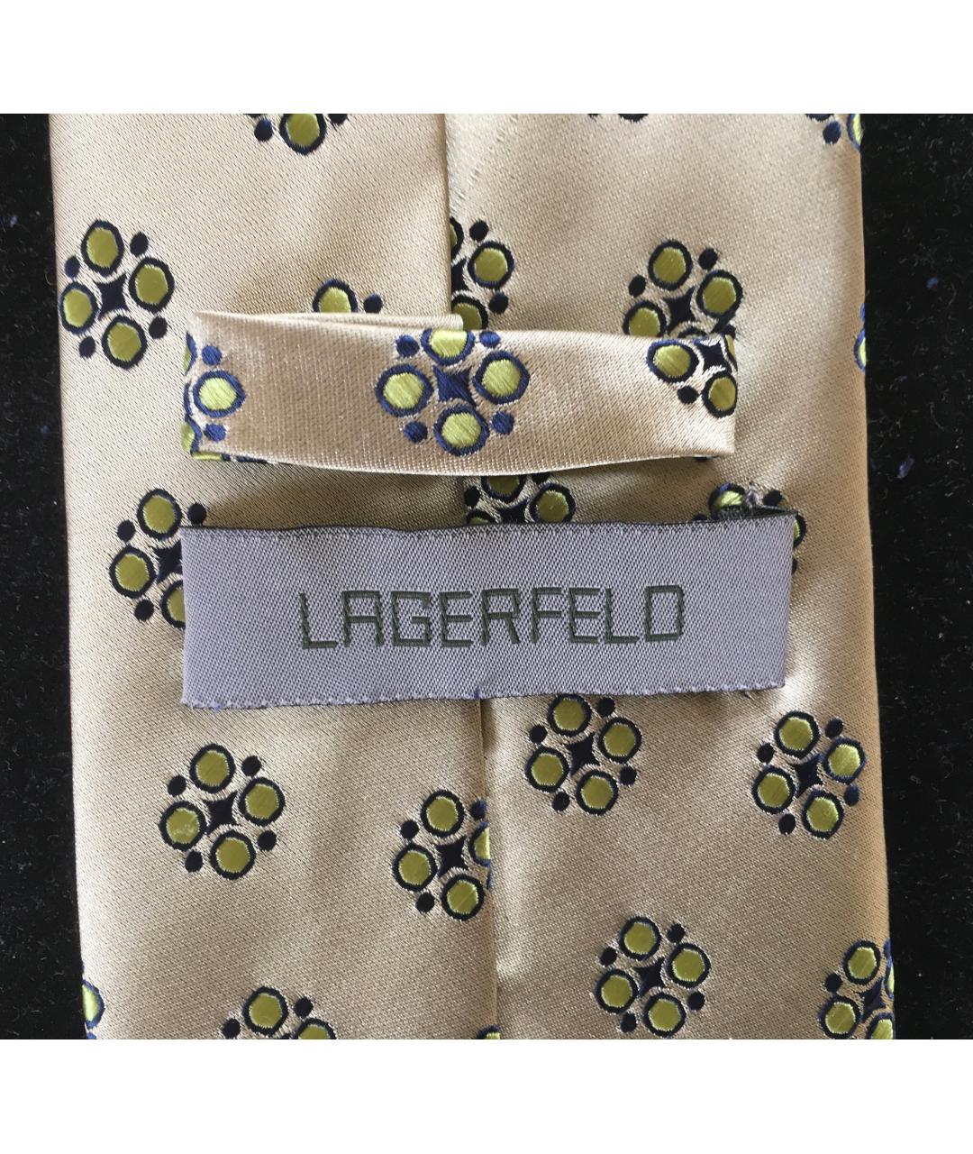 KARL LAGERFELD Золотой шелковый галстук, фото 4