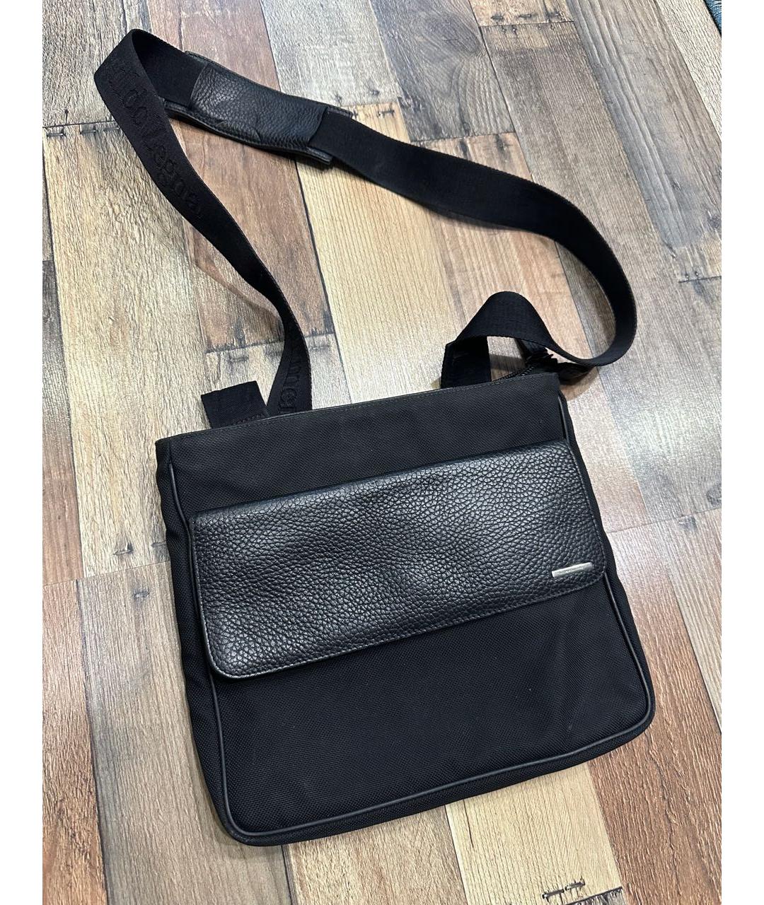 ZEGNA Черная кожаная сумка на плечо, фото 3